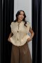 Cream Color Knitwear Vest with Copper Buttons - 3