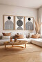 3 Piece Natural Color Real Wood Framed Painting Set - Model 13