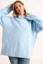 Women's Baby Blue Crew Neck Thick Banded Oversize Knitwear Sweater Kzk-19000988 - 4