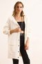 Women's Ecru Premium Pocketed Snap Fastener Puffer Jacket Cardigan Hrk-19000378 - 3