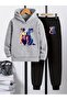 Children's Printed Hooded Sweatshirt and Sweatpants Set 3 Thread Raster for Autumn/Winter