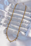 316L Steel Gold Color Baguette Stone Italian Chain Necklace - - 2