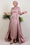 Embroidered Cape Evening Dress Powder - 2