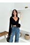 Women's Black Tie-Up Soft Long Sleeve Blouse
