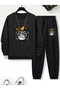 Children's Printed Crew Neck Sweatshirt and Sweatpants Set 3 Thread Raster for Autumn/Winter