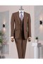 Italian Style Slim Fit Jacket Vest Pants Suit Brown T14581 - 4