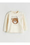 Beige Crew Neck Printed Baby Boy Sweatshirt and Sweatpants Set of 2 - 2