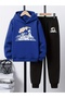 Children's Printed Hooded Sweatshirt and Sweatpants Set 3 Thread Raster for Autumn/Winter