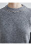 Anthracite Crew Neck Stone Women's Knit Sweater - 3