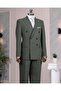 Italian Style S Slim Fit K Double-Breasted Jacket Pants Suit Green T14486