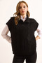 Women's Black Wide Collar Buttoned Knitwear Sweater Svt-00000050 - 5