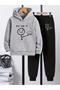 Children's Printed Hooded Sweatshirt and Sweatpants Set 3 Thread Raster for Autumn/Winter