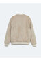 Beige Suede Logo Embroidered Men's College Jacket - 7
