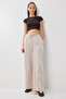 Shiny Surface Pocketed Woven Trousers Lan0060 Beige
