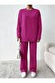 Women's Modern Street Style Fuchsia Brushed Inside Women's Tracksuit Set - 5
