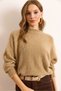 Women's Camel Crew Neck Bat Beard Knitwear Sweater Kzk-19000989 - 6