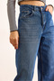 Women's Blue High Waist Wideleg Jean with Folded Legs Jea-19000125 - 6