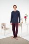Men's Winter Plaid Combed Cotton Interlock Pajama Set Navy Blue