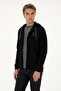 Men's Regular Fit Zippered Hooded Black Knitted Cardigan 50307765-Vr046 - 3