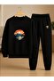 Children's Printed Crew Neck Sweatshirt and Sweatpants Set 3 Thread Raster for Autumn/Winter