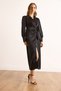 Women's Black Side Tie Detailed Double Breasted Maxi Satin Dress Elb-19002538 - 6