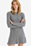 Crew Neck Ribbed Long Sleeve Mini Dress F3893Ax25Wn - 4