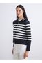 Timeless Clothing & Timeless Choices Devrik Roba Collar Striped Lace-Like Knit Women's Knitwear Cardigan
