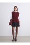 Burgundy Crew Neck Women's Knitwear Sweater - 2