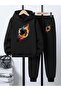 Children's Printed Hooded Sweatshirt and Sweatpants Set 3 Thread Raster for Autumn/Winter