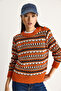 Women's Orange Shoulder Patch Patterned Knitwear Sweater 20246176 - 2