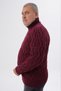Plus Size Men's Burgundy Fisherman's Hair Braided Wool Sweater Trist-2119 - 3