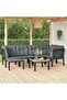 7 Piece Garden Lounge Set Black and Grey Poly Rattan