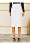 Pearl Detail All Over Lace Pencil Skirt with Front Slit - 4