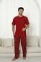 Men's %100 Organic Natural Cotton Plaid Pocket Detail High Quality Short Sleeve Pajama Set