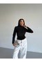 Women's Black Long Sleeve Drape Detailed High Neck Sandy Blouse Hzl25W-Fry123301 - 2