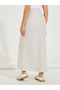 Solid Maxi Skirt with Front Slit and Pockets - 4