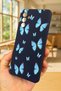 Samsung Galaxy A54 Compatible Blue Butterfly Patterned Silicone Shock-Absorbing Classic Protective Rubber Case - 4