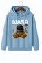 3 Yarn Combed Cotton Unisex Nasa Teddy Bear Printed Hooded Sweatshirt