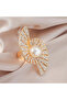 Self Adjustable Design Large Ring with Pearls - 3