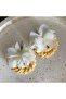 Yellow Paper String White Flower Design Earrings - 3