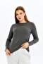 Women's Crew Neck Long Sleeve Regular Fit Basic T-Shirt Anthracite - 3