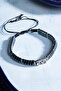 Certified Hematite Natural Stone / Macrame Bracelet with Silver Accessories - 4