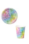 Multi-Colored Rainbow Shades 8-Piece Plate and Cup Set