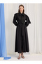 Black Bow Poplin Long Dress - 3