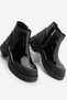 Women's Elastic Zippered Thick Heeled Sports Casual Boots Pevara Black Patent Leather