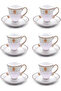 Auratic Bone China Tea Cup & Saucer Set | 12-Piece White Coffee & Cappuccino Cup Set - 2