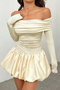 Madonna Collar Balloon Skirt Mini Dress JT9072 - 5