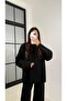 Black Long Sleeve Sweater Elastic Waist Pants Two-Piece Knitwear Set Gaus-00103 - 2