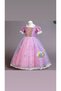 Rapunzel Costume Dress Rapunzel Pink Bubble Hair Crown Fishnet Gloves Face Stone Set - 4