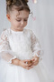 Baby Girl White Dress Tulle Tutu Lace Birthday Party Wedding Special Occasion Girls Kids Evening Dress - 2